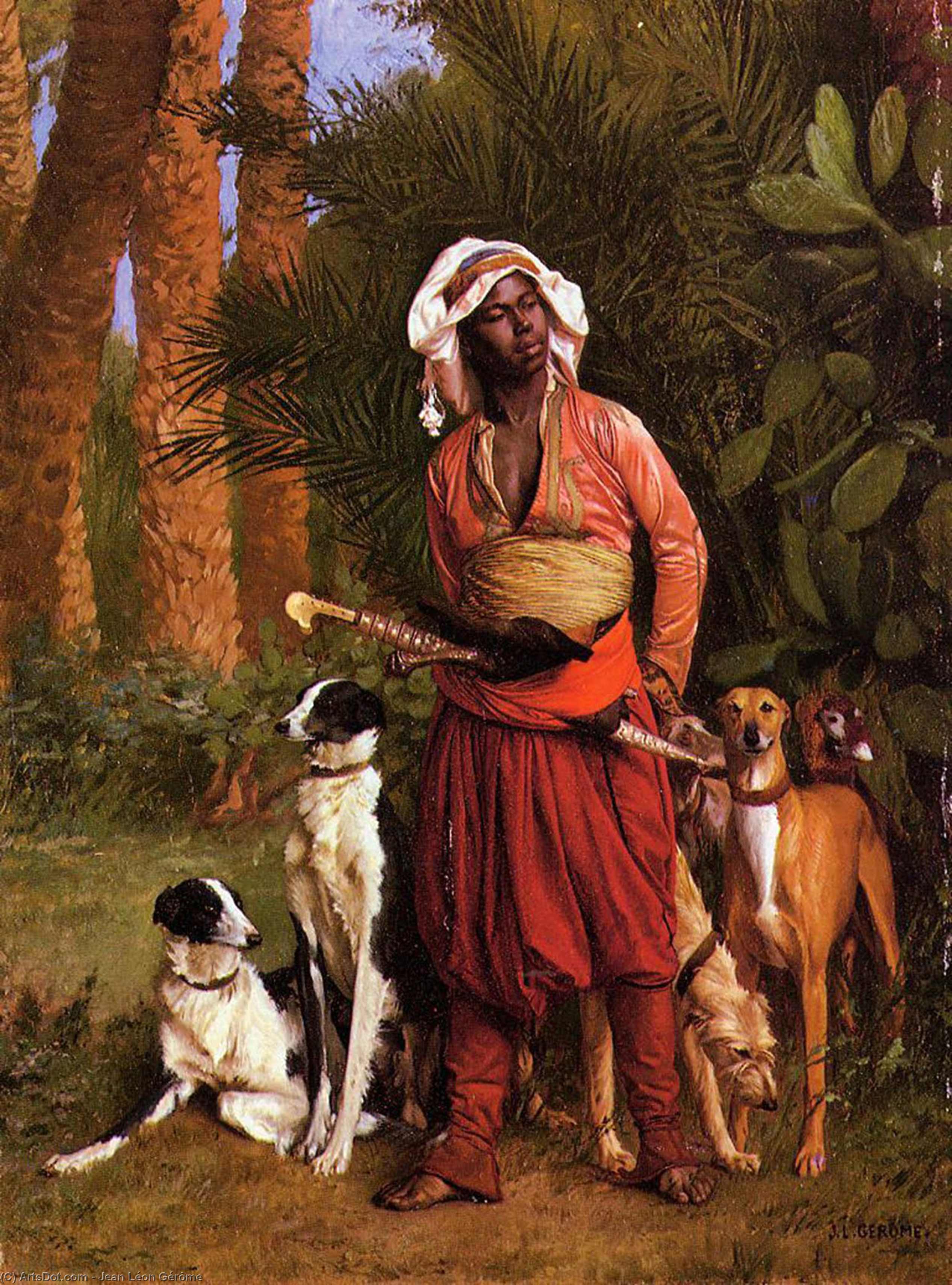 WikiOO.org - Енциклопедия за изящни изкуства - Живопис, Произведения на изкуството Jean Léon Gérôme - The Negro Master of the Hounds