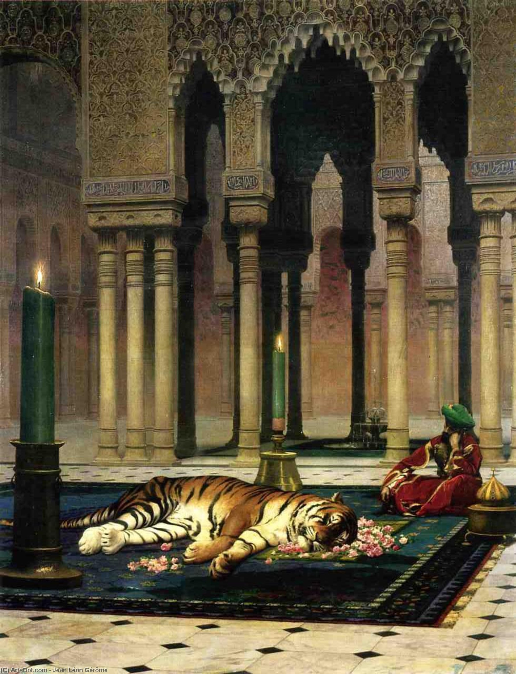 WikiOO.org - Εγκυκλοπαίδεια Καλών Τεχνών - Ζωγραφική, έργα τέχνης Jean Léon Gérôme - The Pasha's Sorrow (aka Dead Tiger)