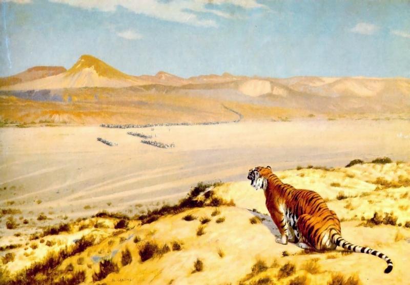 WikiOO.org - Encyclopedia of Fine Arts - Maalaus, taideteos Jean Léon Gérôme - Tiger on the Watch 1