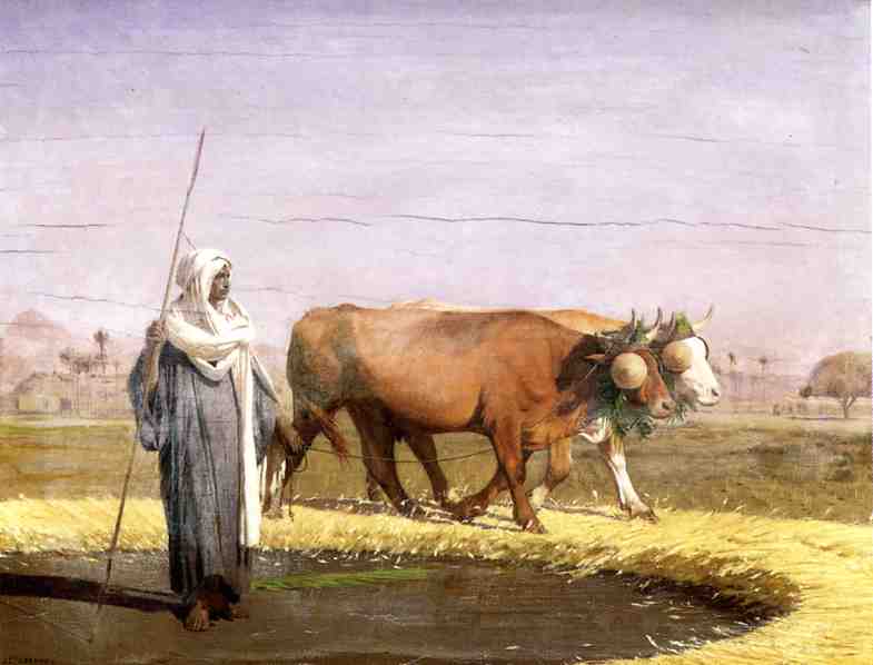 Wikioo.org - The Encyclopedia of Fine Arts - Painting, Artwork by Jean Léon Gérôme - Treading Wheat in Egypt