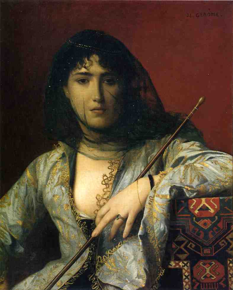 Wikoo.org - موسوعة الفنون الجميلة - اللوحة، العمل الفني Jean Léon Gérôme - Veiled Circassian Woman