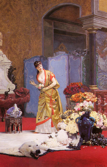 Wikioo.org - The Encyclopedia of Fine Arts - Painting, Artwork by Jean Georges Vibert - Autumn Flowers