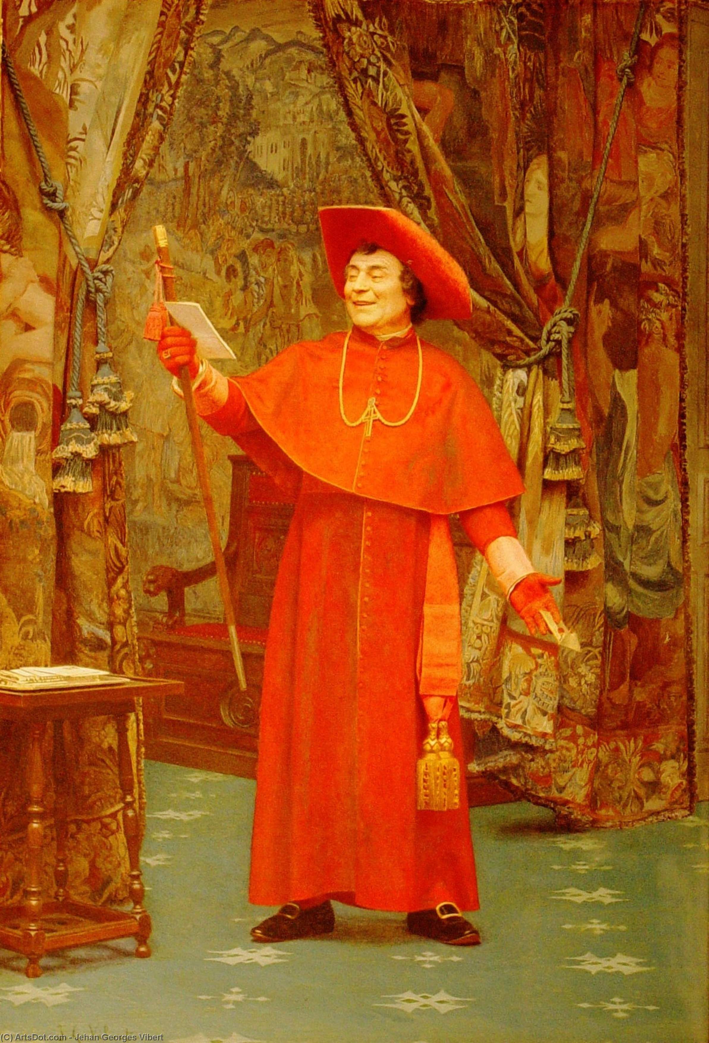Wikioo.org - The Encyclopedia of Fine Arts - Painting, Artwork by Jean Georges Vibert - Cardinal Reading a Letter