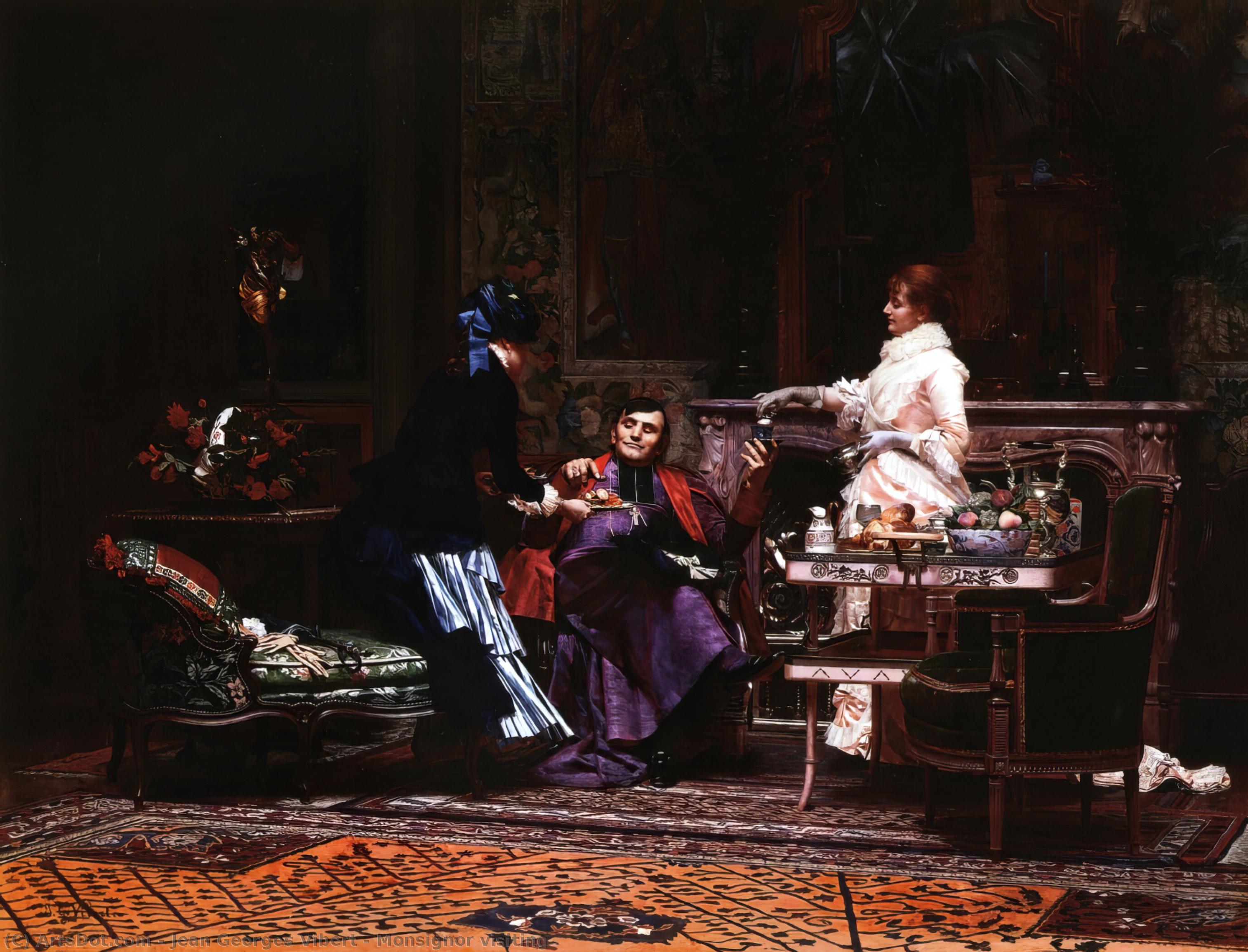 Wikioo.org - The Encyclopedia of Fine Arts - Painting, Artwork by Jean Georges Vibert - Monseigneur en visite
