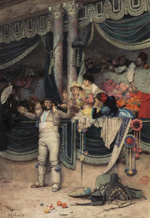 Wikioo.org - Bách khoa toàn thư về mỹ thuật - Vẽ tranh, Tác phẩm nghệ thuật Jean Georges Vibert - The Bullfighter's Adoring Crowd