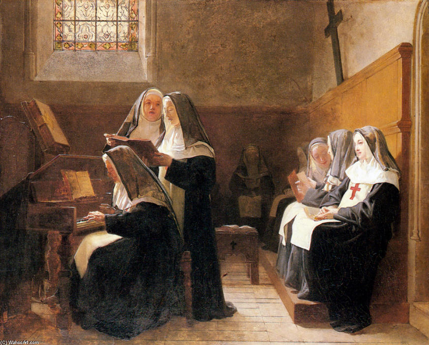 WikiOO.org - Encyclopedia of Fine Arts - Maalaus, taideteos Jean Georges Vibert - The Convent Choir