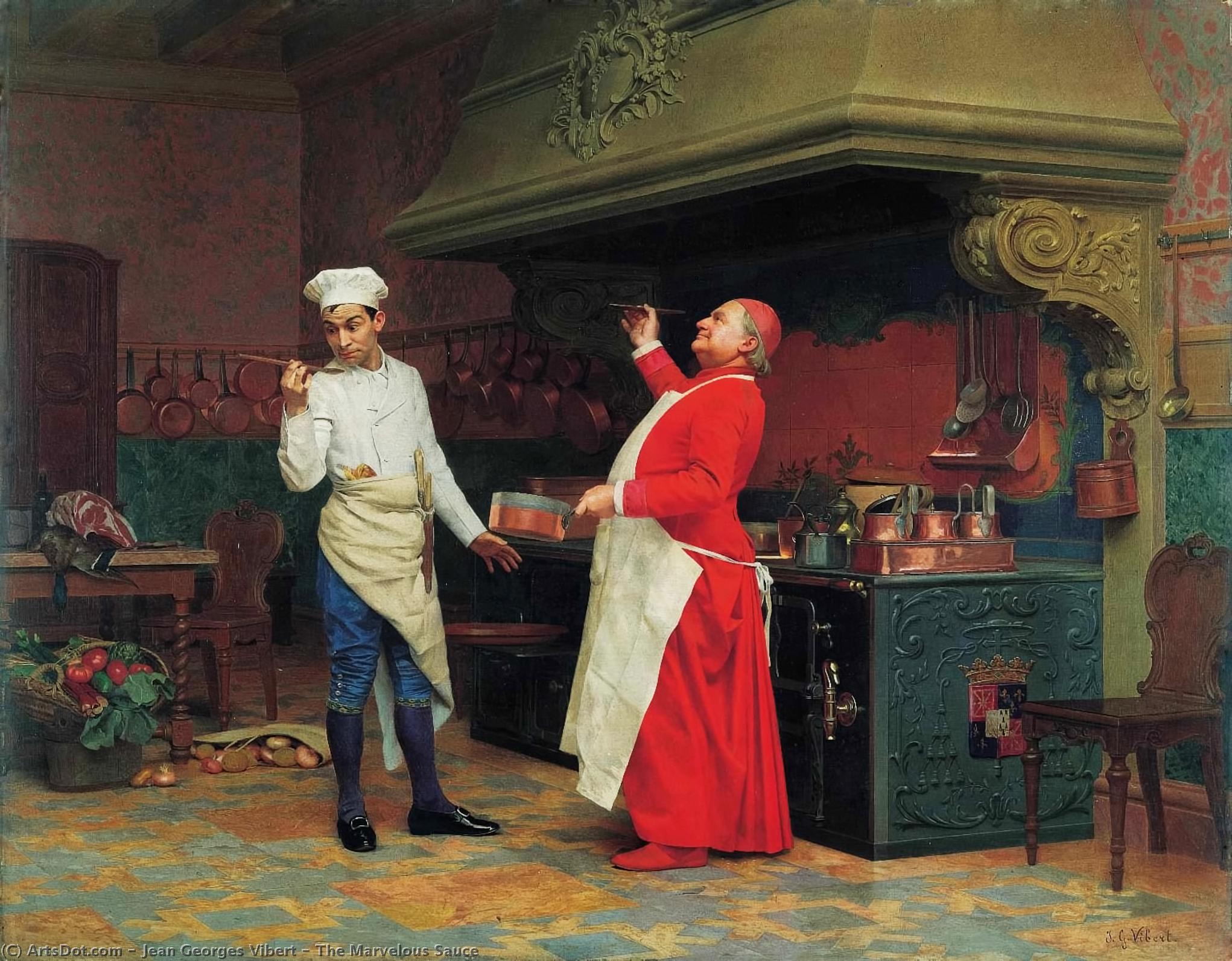 WikiOO.org - Encyclopedia of Fine Arts - Lukisan, Artwork Jean Georges Vibert - The Marvelous Sauce