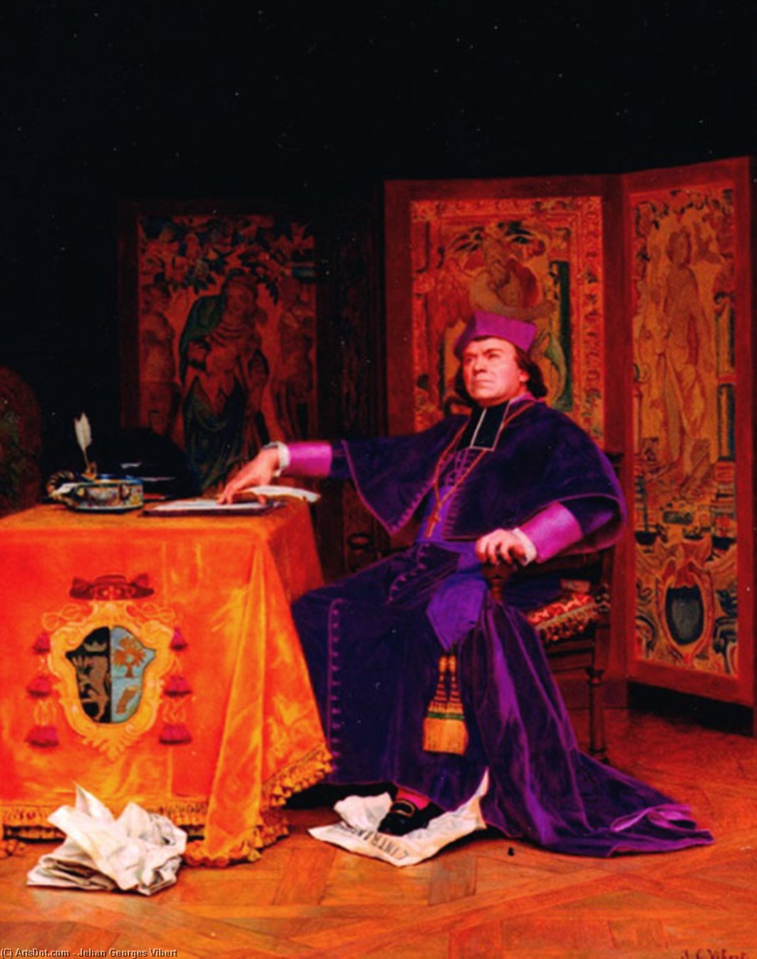 Wikioo.org - สารานุกรมวิจิตรศิลป์ - จิตรกรรม Jean Georges Vibert - The Wrath of the Bishop