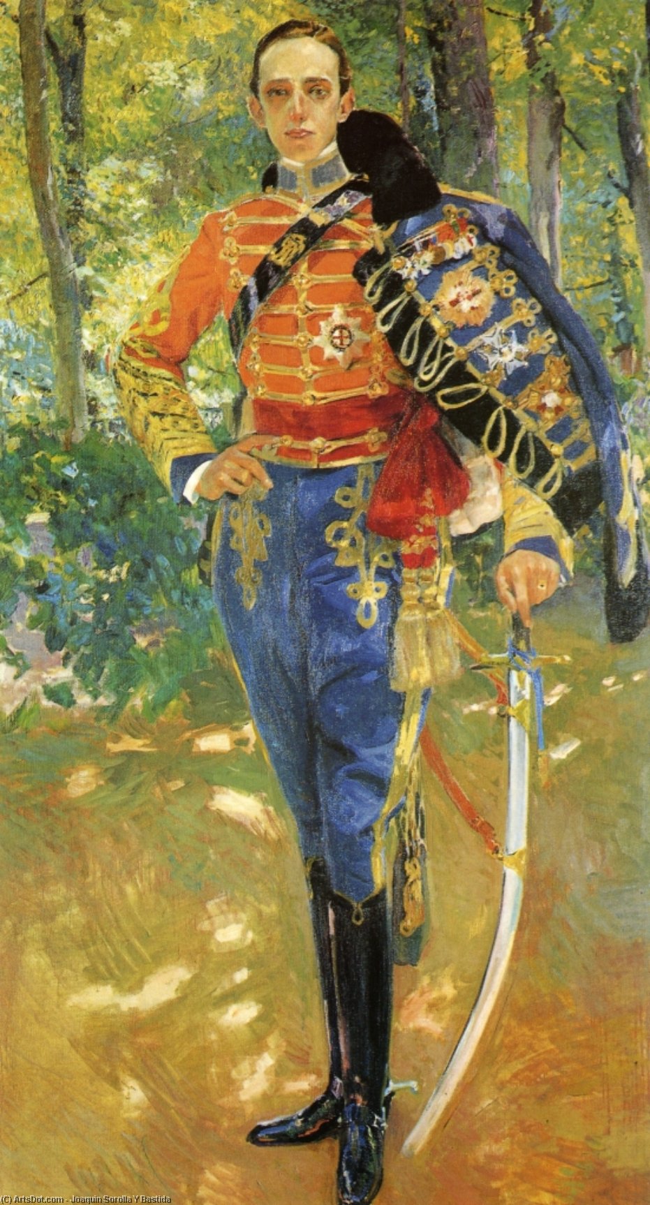 Wikioo.org - The Encyclopedia of Fine Arts - Painting, Artwork by Joaquin Sorolla Y Bastida - Alphonso XIII in Hussars Uniform