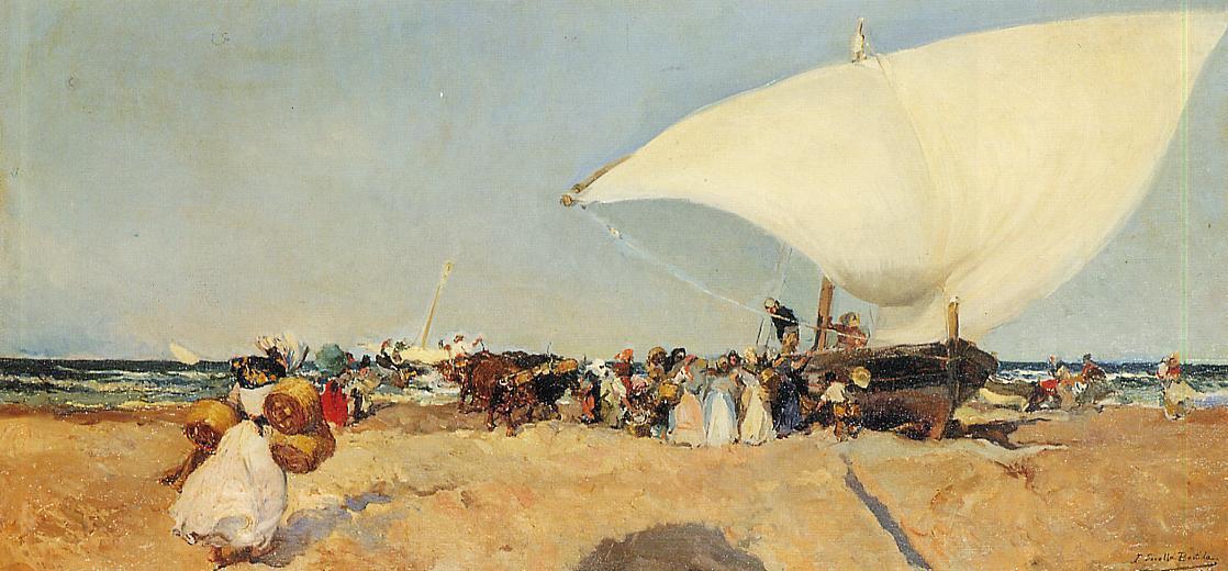 Wikioo.org - สารานุกรมวิจิตรศิลป์ - จิตรกรรม Joaquin Sorolla Y Bastida - Arrival of the Boats