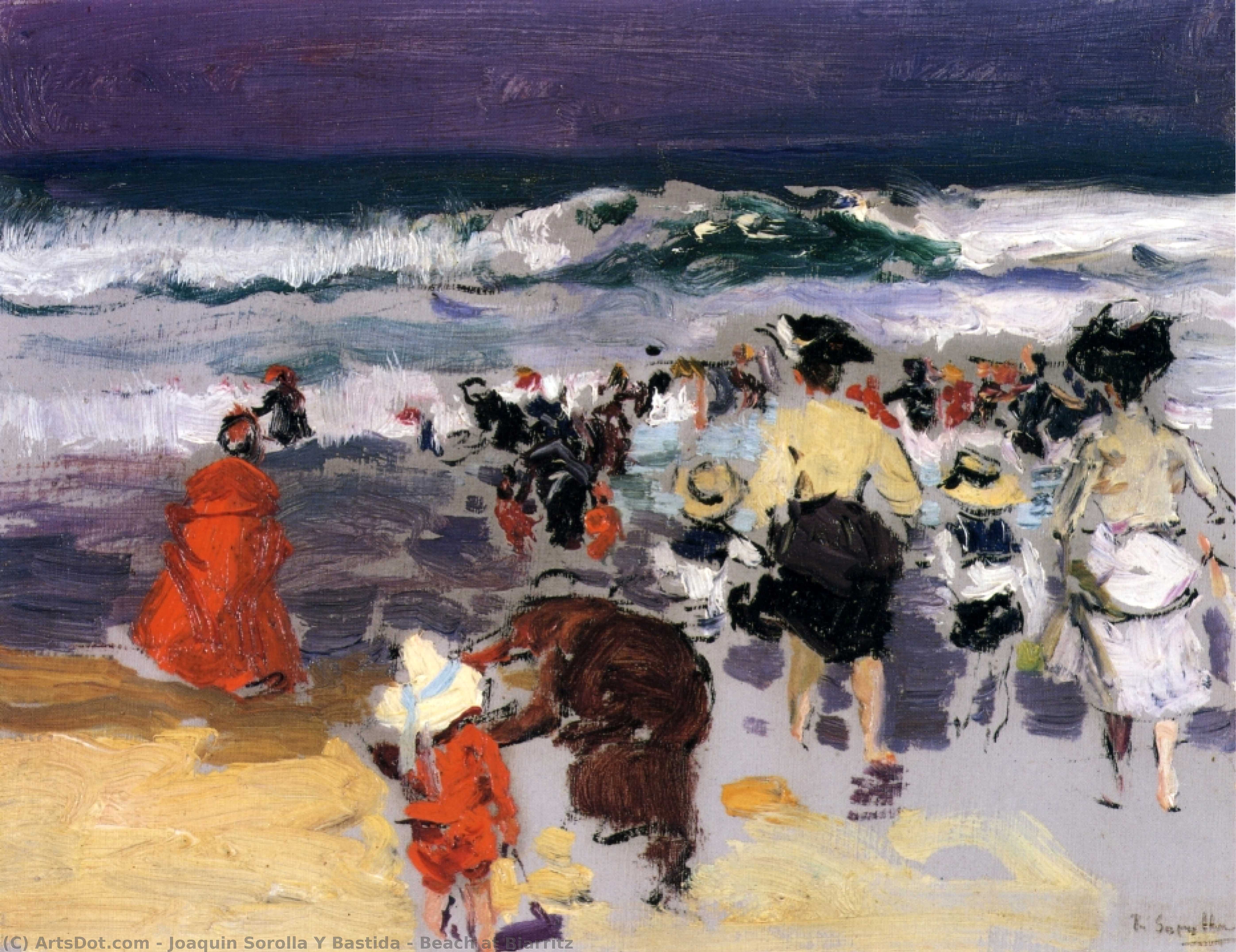 Wikioo.org - The Encyclopedia of Fine Arts - Painting, Artwork by Joaquin Sorolla Y Bastida - Beach at Biarritz