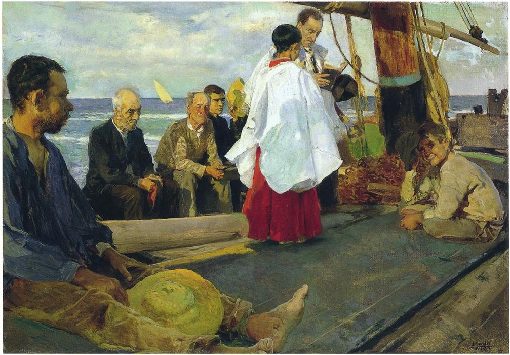 Wikioo.org - The Encyclopedia of Fine Arts - Painting, Artwork by Joaquin Sorolla Y Bastida - Blessing the Boat