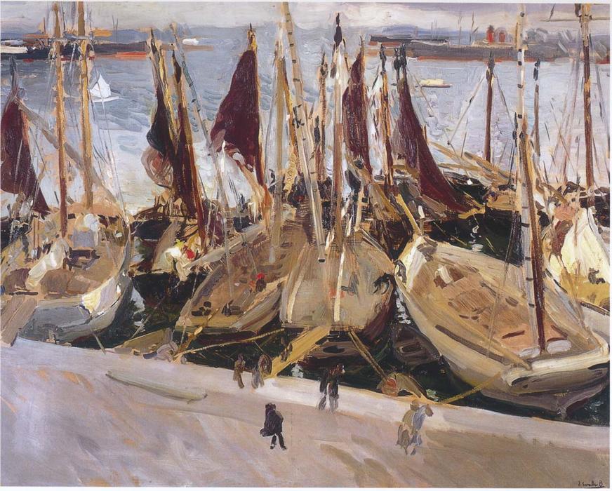 Wikioo.org - The Encyclopedia of Fine Arts - Painting, Artwork by Joaquin Sorolla Y Bastida - Boats in the Port, Valencia