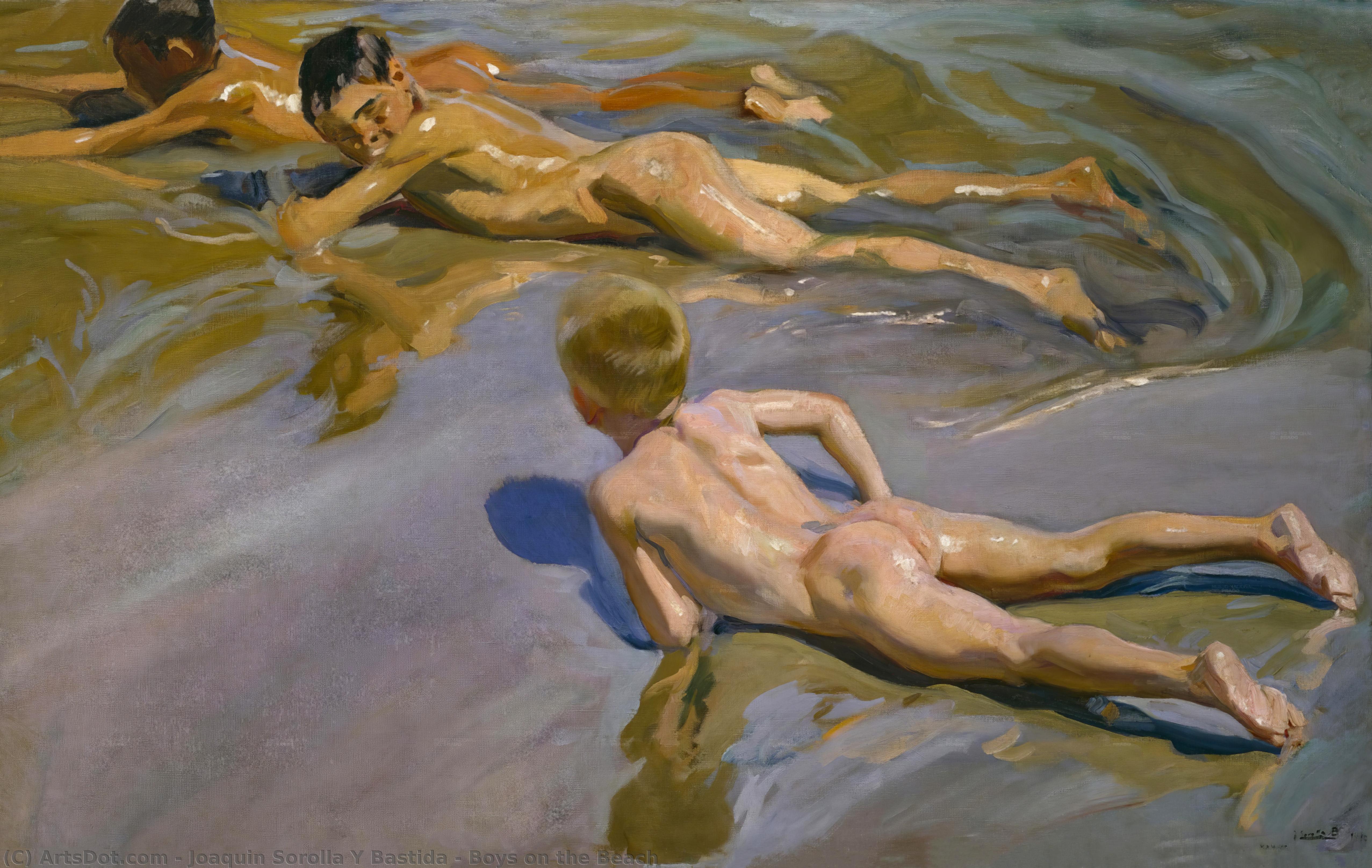 Wikioo.org – L'Encyclopédie des Beaux Arts - Peinture, Oeuvre de Joaquin Sorolla Y Bastida - garçons sur la plage