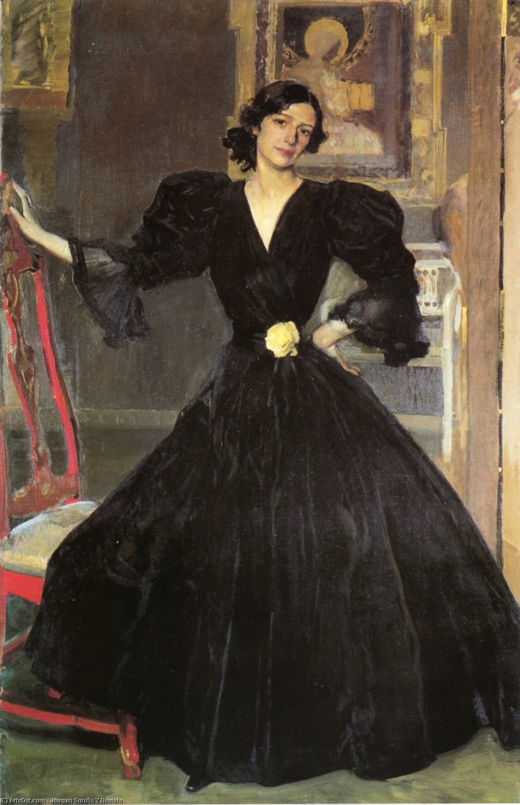 Wikioo.org – La Enciclopedia de las Bellas Artes - Pintura, Obras de arte de Joaquin Sorolla Y Bastida - Clotilde en un negro vestido