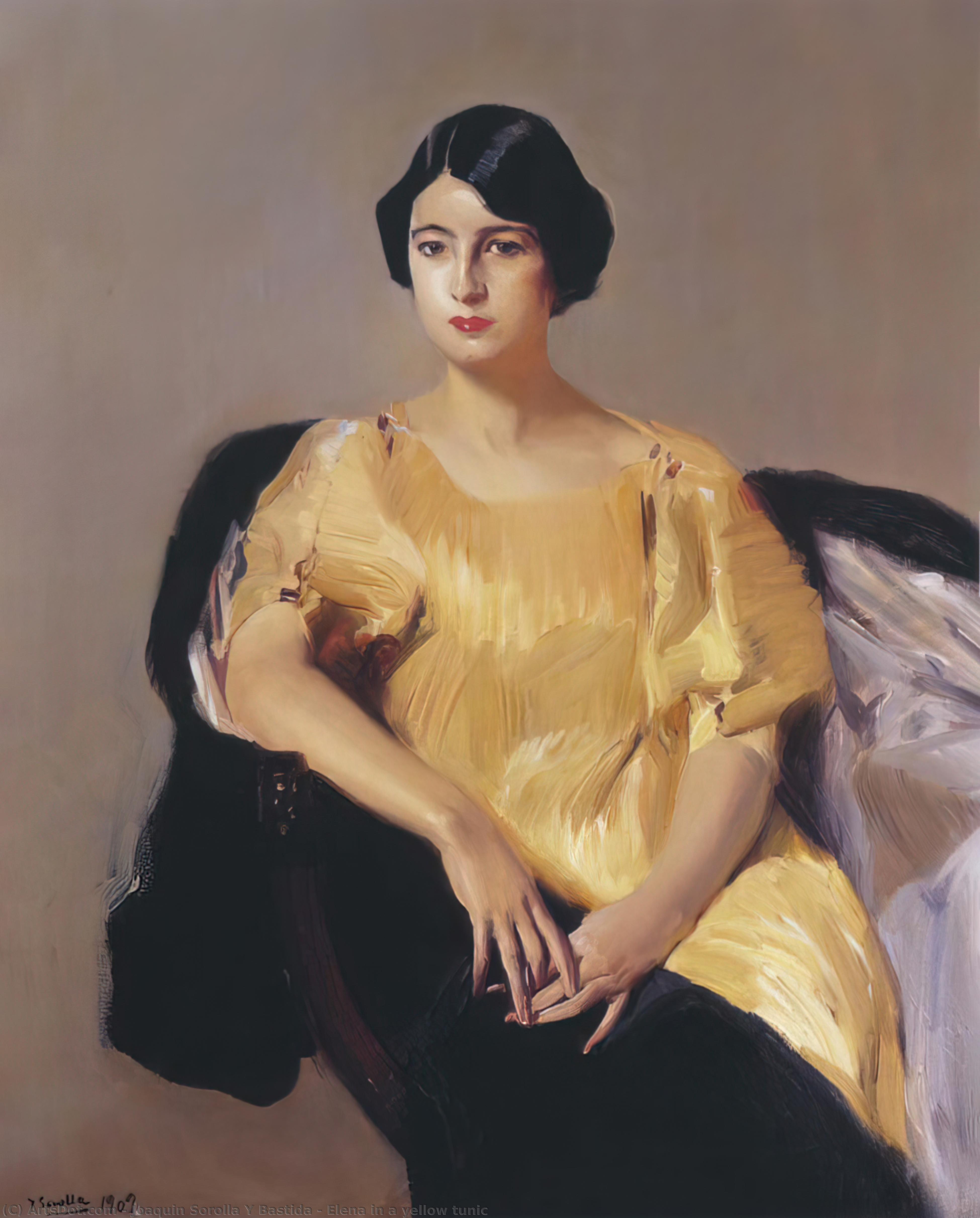 WikiOO.org - Encyclopedia of Fine Arts - Malba, Artwork Joaquin Sorolla Y Bastida - Elena in a yellow tunic