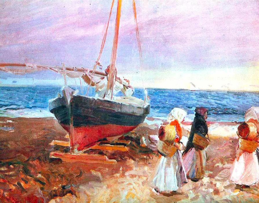 WikiOO.org - Encyclopedia of Fine Arts - Maľba, Artwork Joaquin Sorolla Y Bastida - Fisherwomen on the Beach, Valencia