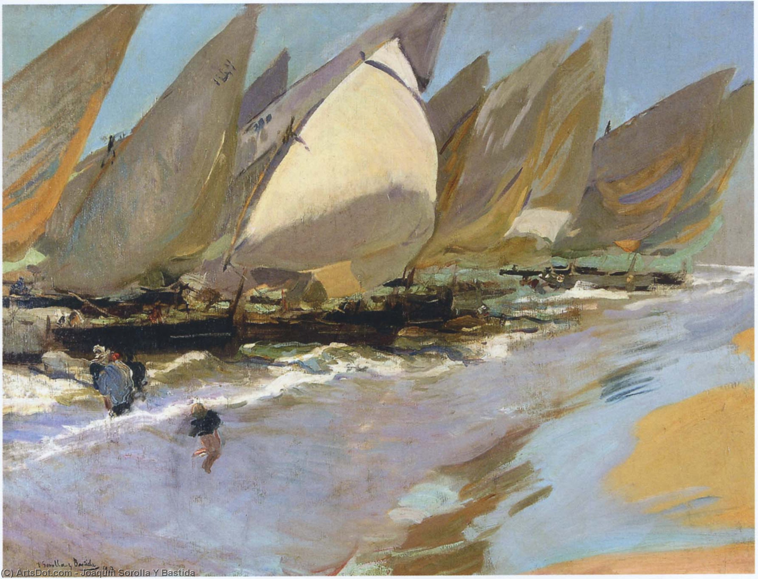 Wikioo.org – La Enciclopedia de las Bellas Artes - Pintura, Obras de arte de Joaquin Sorolla Y Bastida - botas de pesca