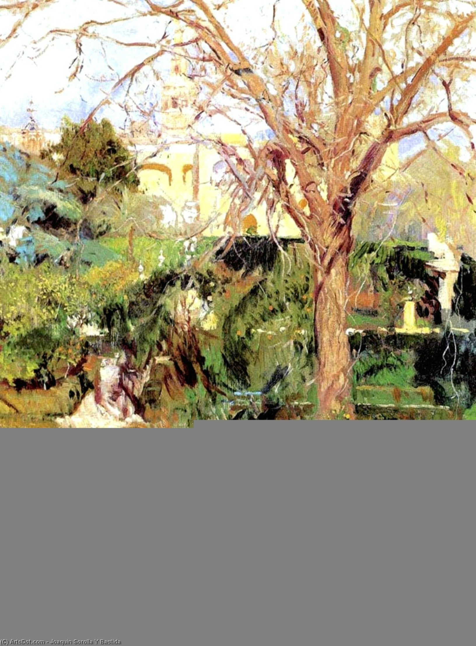 Wikioo.org – La Enciclopedia de las Bellas Artes - Pintura, Obras de arte de Joaquin Sorolla Y Bastida - Jardines del Alcázar de Sevilla en invierno