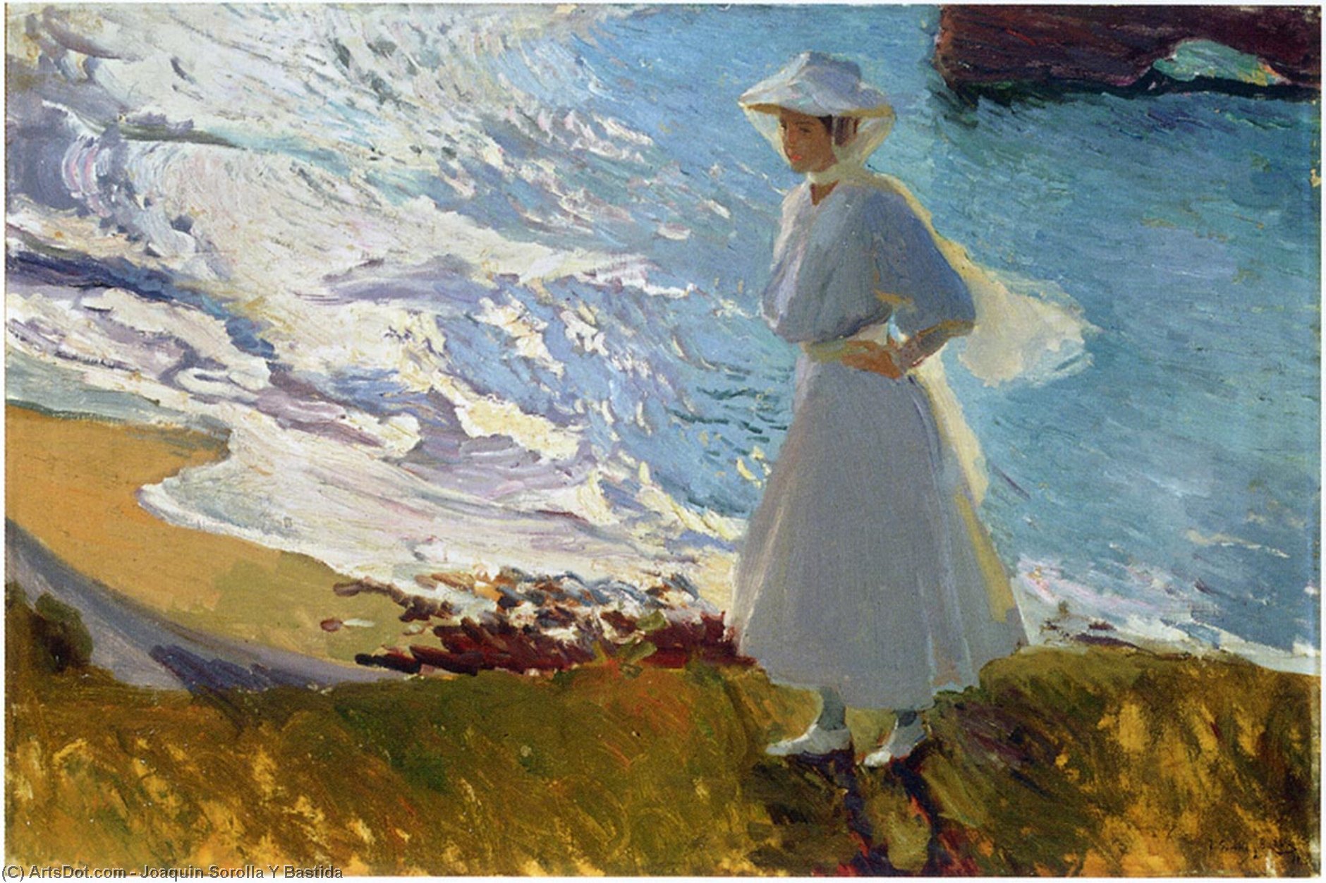 Wikioo.org – L'Encyclopédie des Beaux Arts - Peinture, Oeuvre de Joaquin Sorolla Y Bastida - maria à l' plage , Biarritz