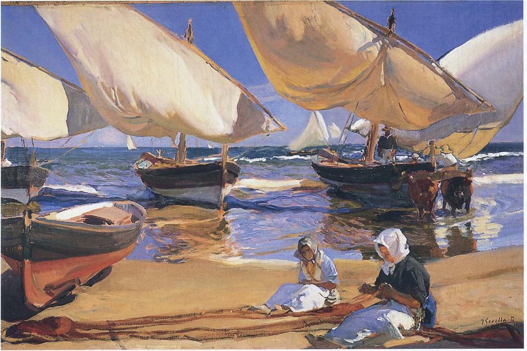 Wikioo.org – L'Encyclopédie des Beaux Arts - Peinture, Oeuvre de Joaquin Sorolla Y Bastida - Sur l Beach à Valencia 1