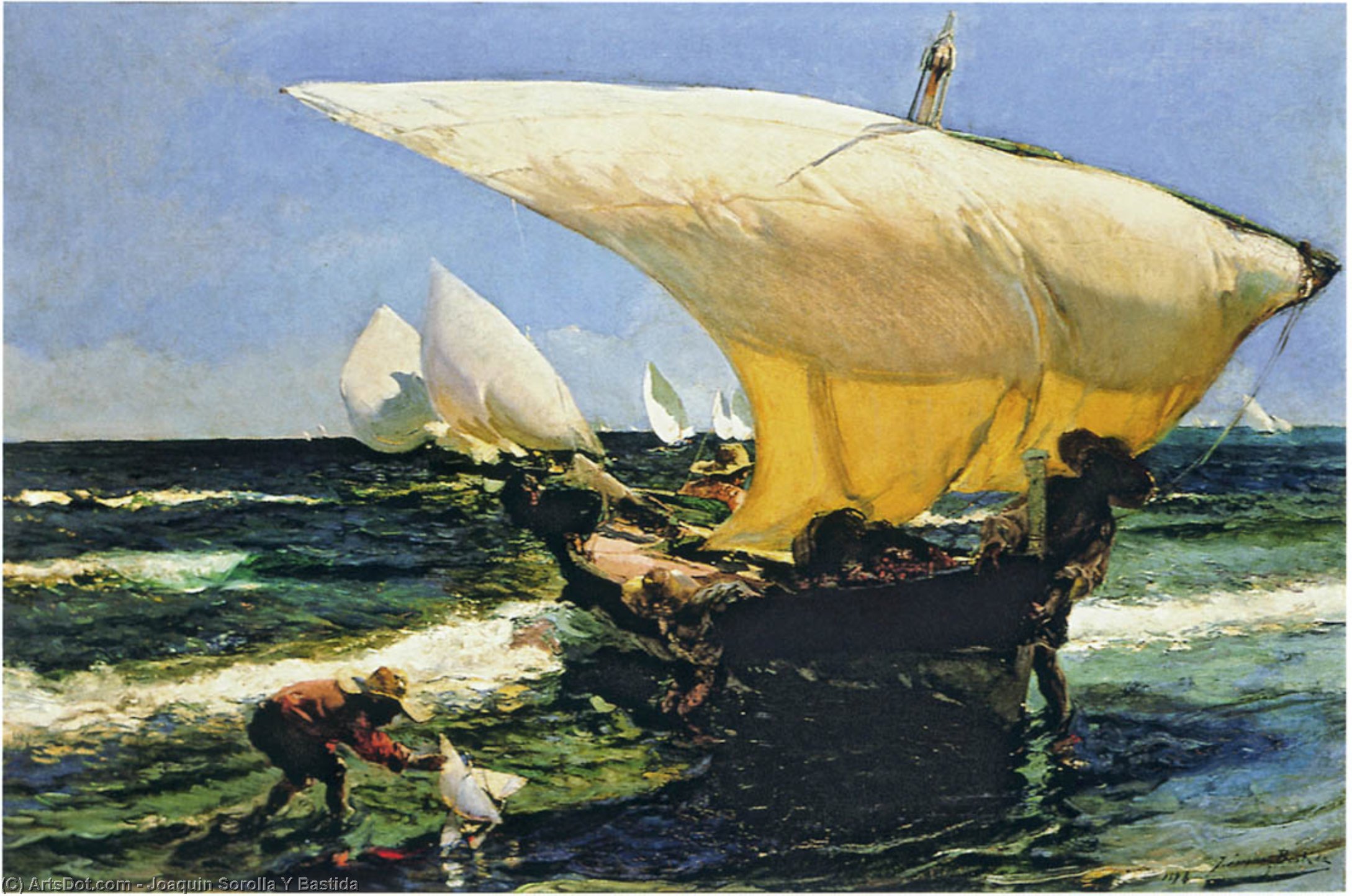 WikiOO.org – 美術百科全書 - 繪畫，作品 Joaquin Sorolla Y Bastida - 在海岸 的  瓦伦西亚