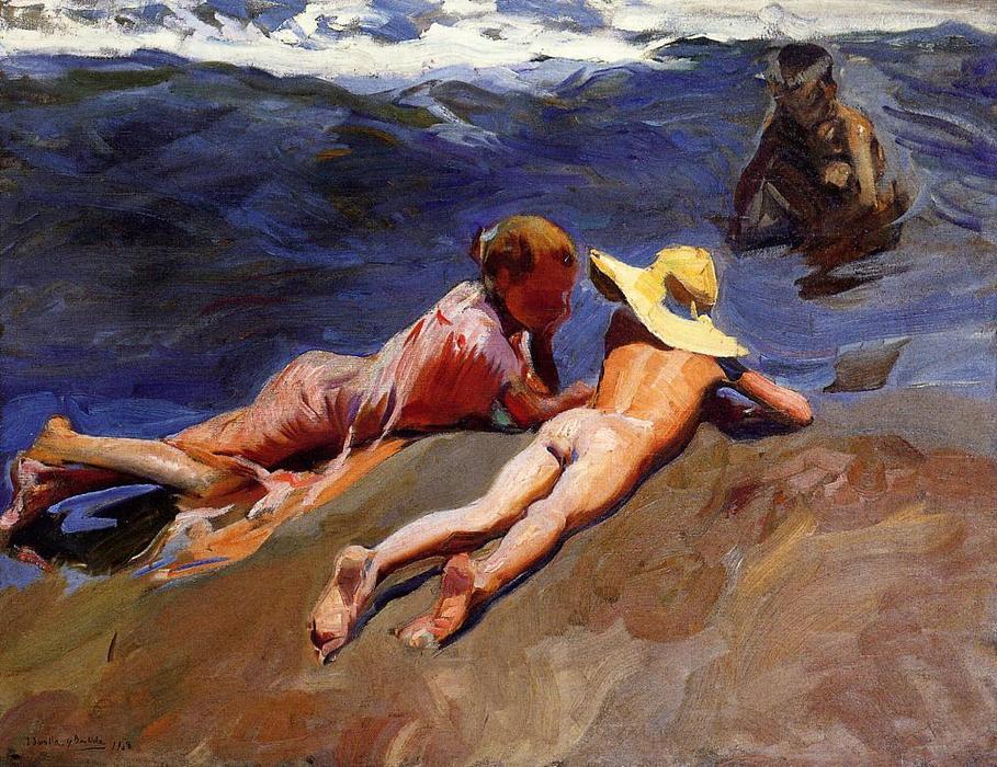 WikiOO.org - Encyclopedia of Fine Arts - Maalaus, taideteos Joaquin Sorolla Y Bastida - On the Sand, Valencia Beach
