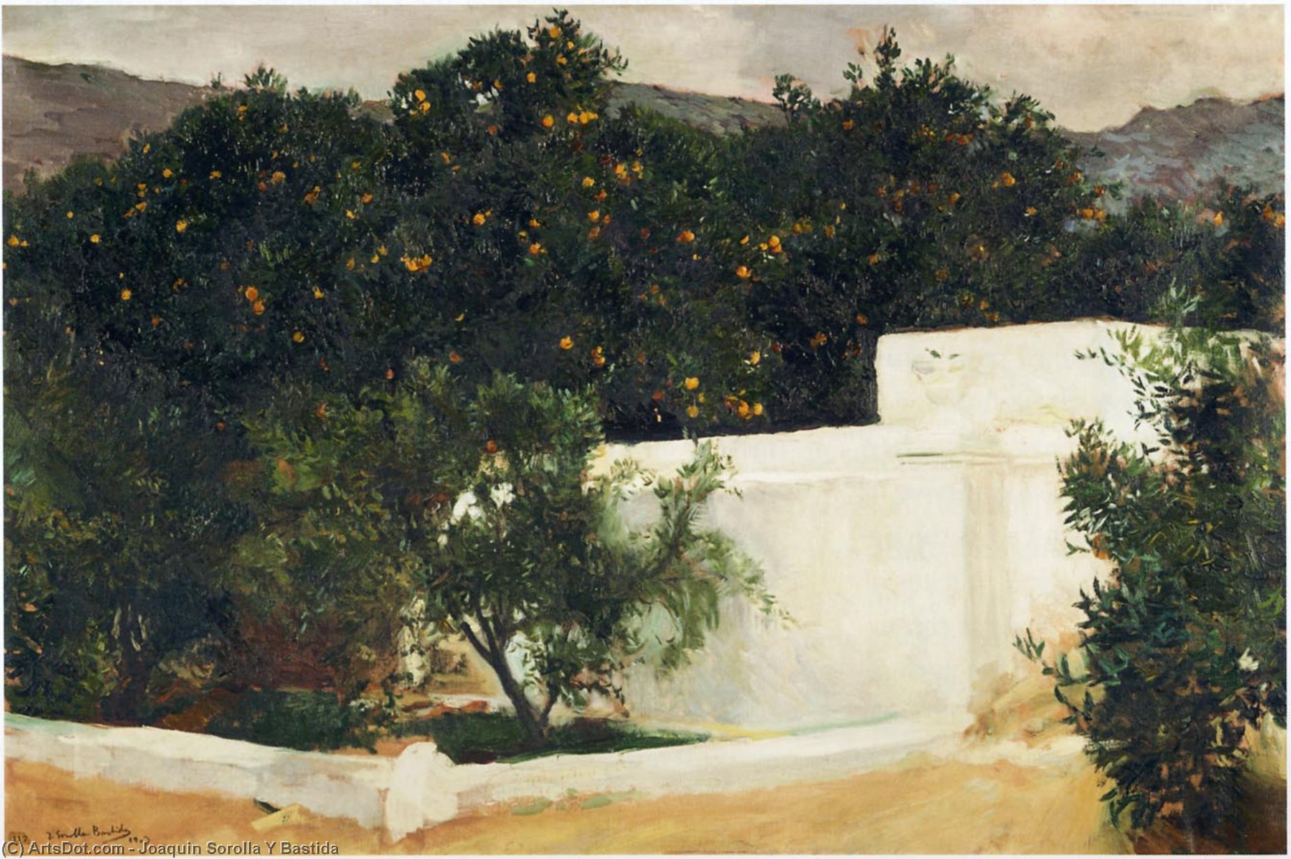Wikioo.org - The Encyclopedia of Fine Arts - Painting, Artwork by Joaquin Sorolla Y Bastida - Orange trees on the road to Seville