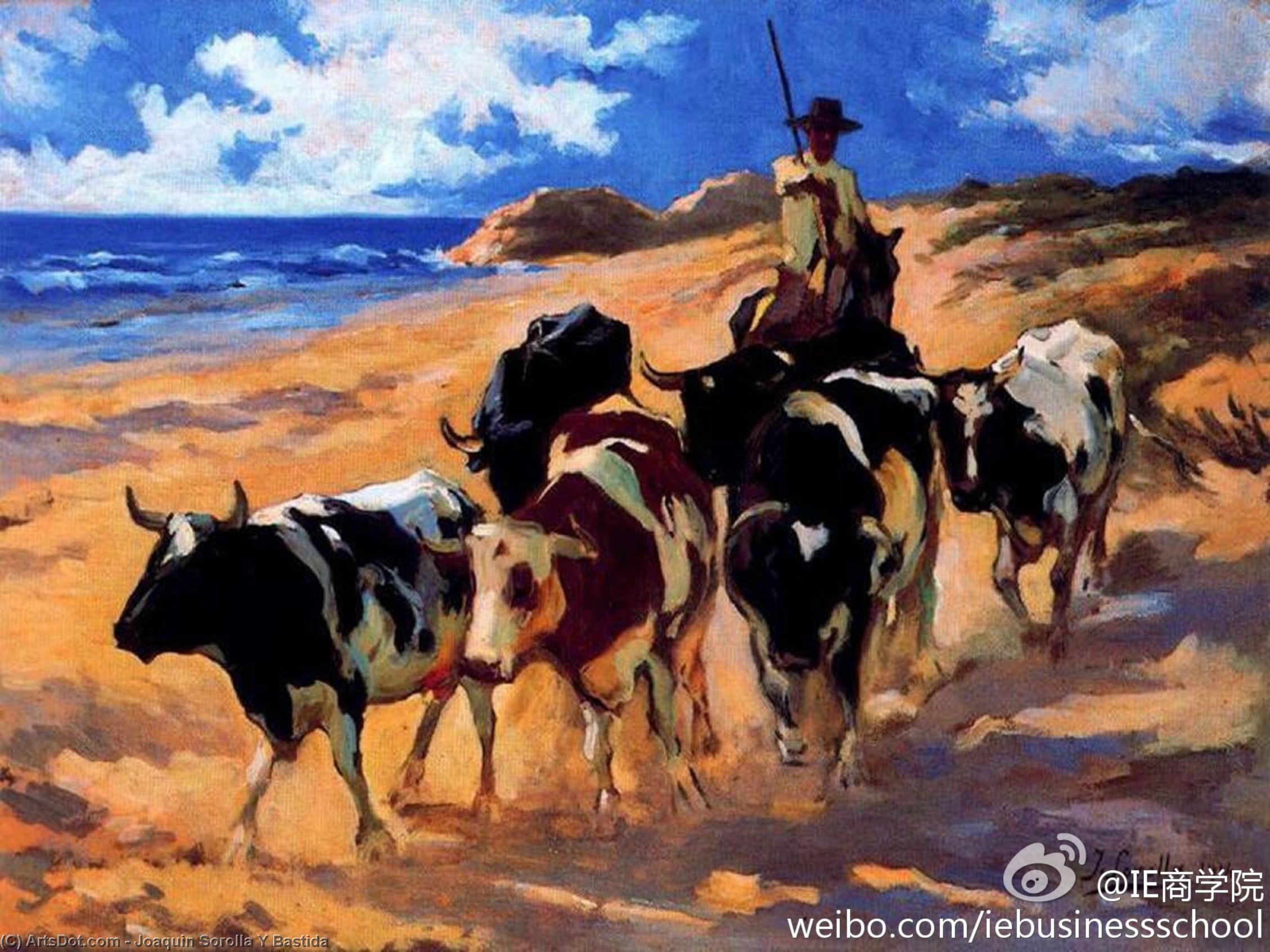 WikiOO.org - Encyclopedia of Fine Arts - Maleri, Artwork Joaquin Sorolla Y Bastida - Oxen at the Beach
