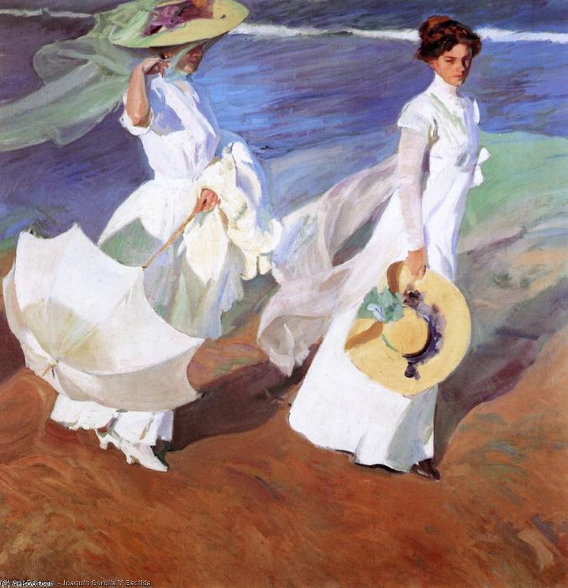 Wikioo.org - The Encyclopedia of Fine Arts - Painting, Artwork by Joaquin Sorolla Y Bastida - Promenade by the Sea