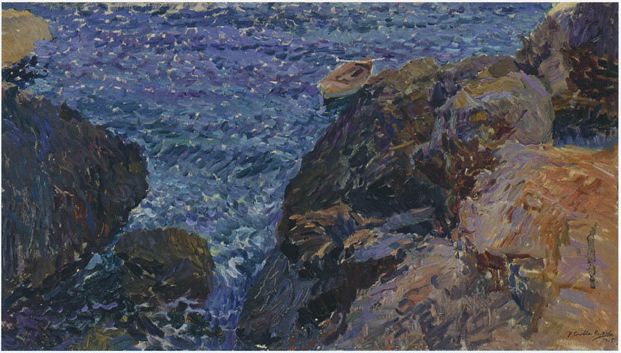 Wikioo.org - The Encyclopedia of Fine Arts - Painting, Artwork by Joaquin Sorolla Y Bastida - Rocks at Javea, The White Boat