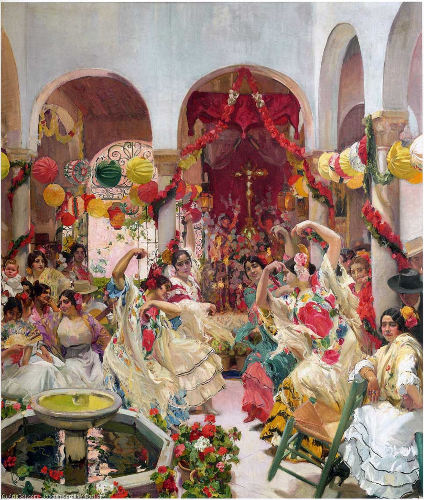 Wikioo.org – L'Encyclopédie des Beaux Arts - Peinture, Oeuvre de Joaquin Sorolla Y Bastida - Séville au  bal