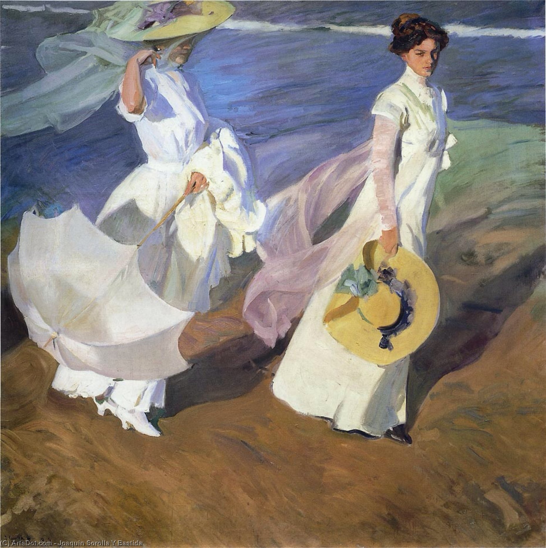 Wikioo.org - The Encyclopedia of Fine Arts - Painting, Artwork by Joaquin Sorolla Y Bastida - Strolling along the seashore