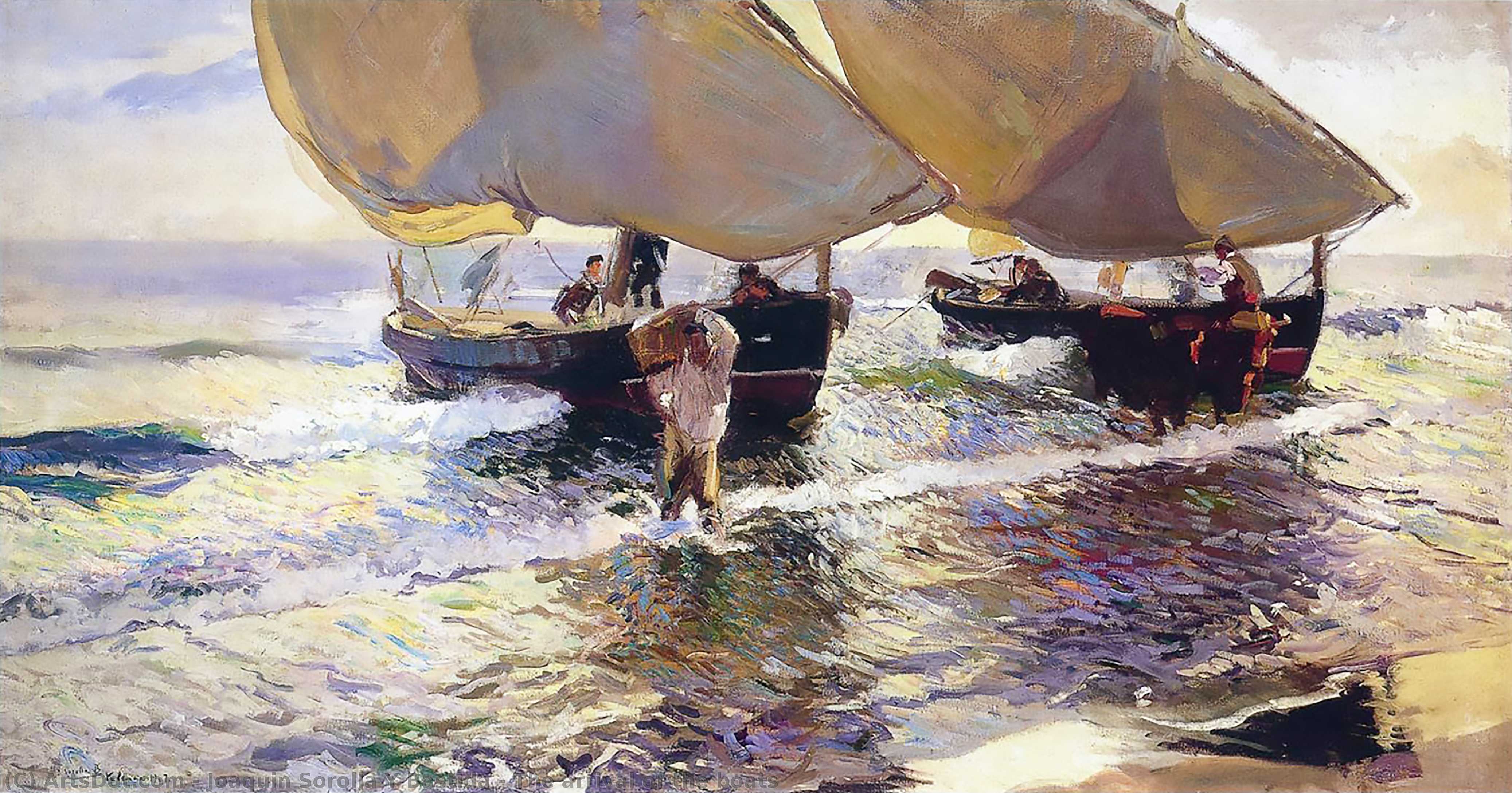 Wikioo.org - The Encyclopedia of Fine Arts - Painting, Artwork by Joaquin Sorolla Y Bastida - The arrival of the boats