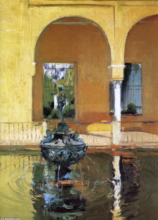 Wikioo.org - The Encyclopedia of Fine Arts - Painting, Artwork by Joaquin Sorolla Y Bastida - The Fountain in the Alcázar of Seville