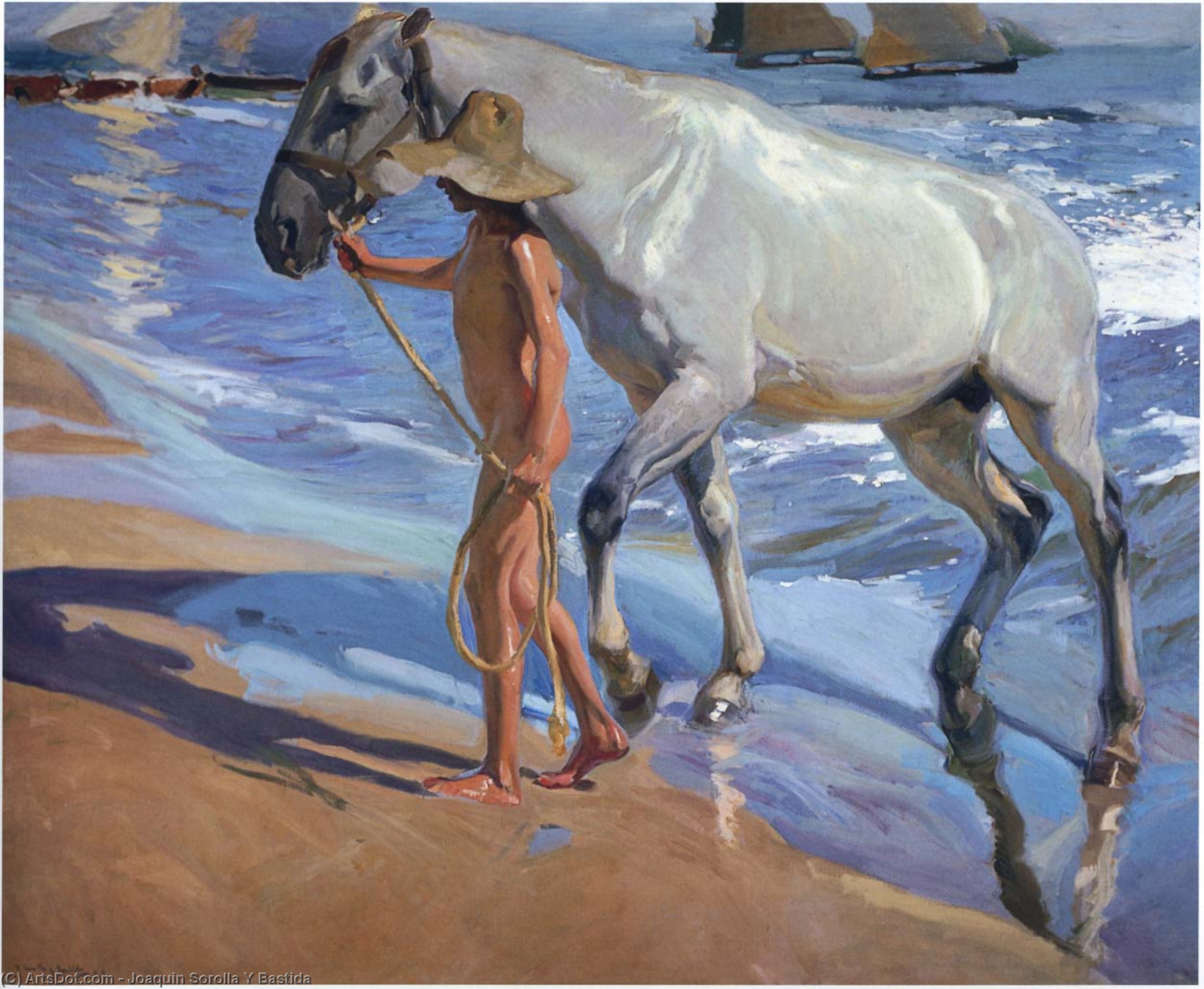 Wikioo.org - The Encyclopedia of Fine Arts - Painting, Artwork by Joaquin Sorolla Y Bastida - The Horse Bath