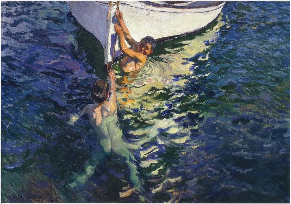 Wikioo.org – La Enciclopedia de las Bellas Artes - Pintura, Obras de arte de Joaquin Sorolla Y Bastida - el blanco barco , Javea