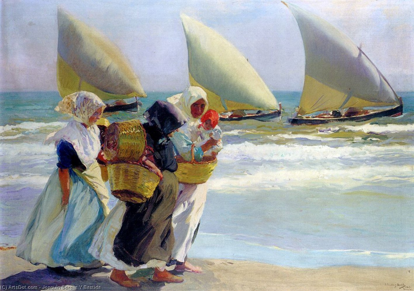 WikiOO.org - Enciclopédia das Belas Artes - Pintura, Arte por Joaquin Sorolla Y Bastida - Three Sails