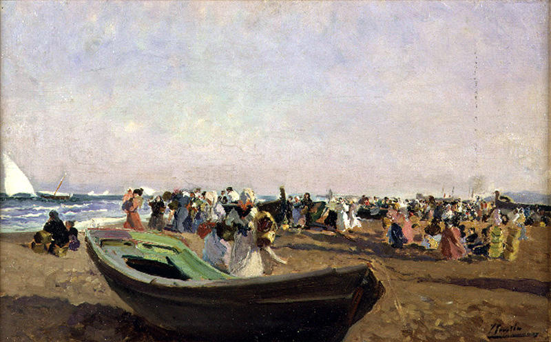 Wikioo.org - The Encyclopedia of Fine Arts - Painting, Artwork by Joaquin Sorolla Y Bastida - Valencia Beach, Fisherwomen