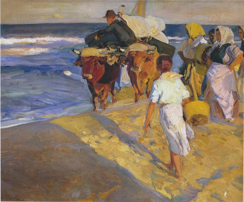 Wikioo.org - The Encyclopedia of Fine Arts - Painting, Artwork by Joaquin Sorolla Y Bastida - Valencia beach