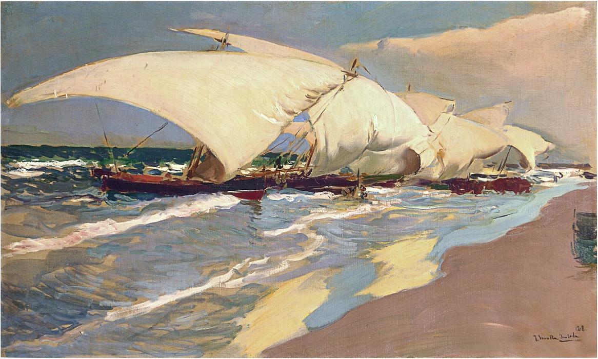 Wikioo.org - The Encyclopedia of Fine Arts - Painting, Artwork by Joaquin Sorolla Y Bastida - Valencian boats