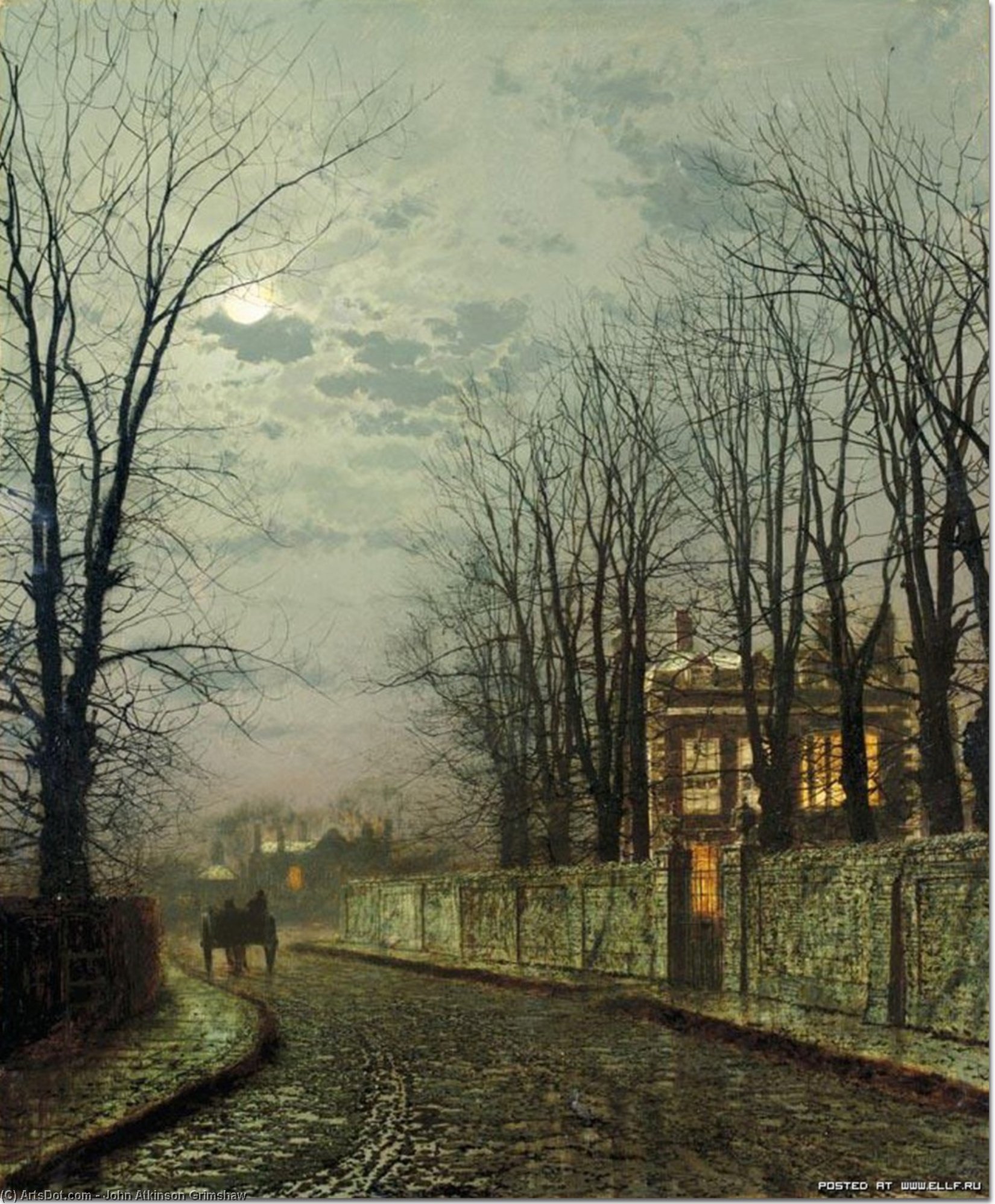Wikioo.org - The Encyclopedia of Fine Arts - Painting, Artwork by John Atkinson Grimshaw - A Wintry Moon