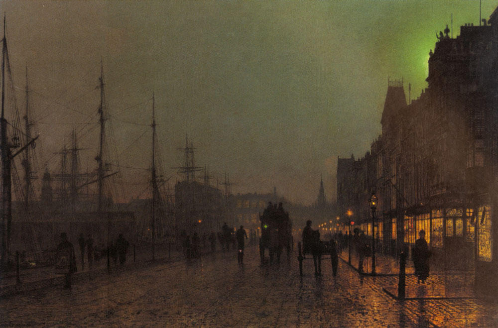 Wikioo.org - The Encyclopedia of Fine Arts - Painting, Artwork by John Atkinson Grimshaw - Gourock, Near The Clyde Shipping Docks