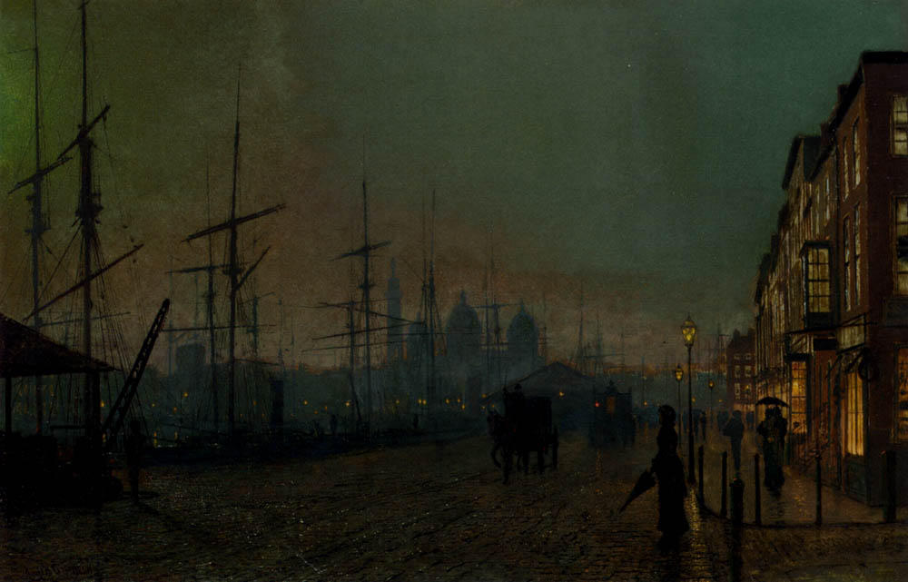 Wikioo.org - The Encyclopedia of Fine Arts - Painting, Artwork by John Atkinson Grimshaw - Humber dockside, Hull