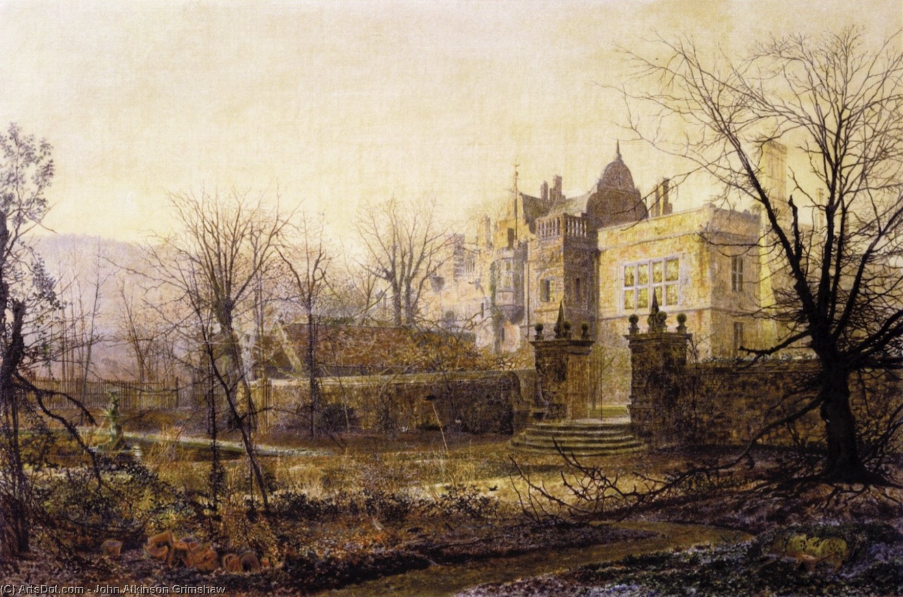 Wikioo.org - The Encyclopedia of Fine Arts - Painting, Artwork by John Atkinson Grimshaw - Knostrop Hall, Early Morning