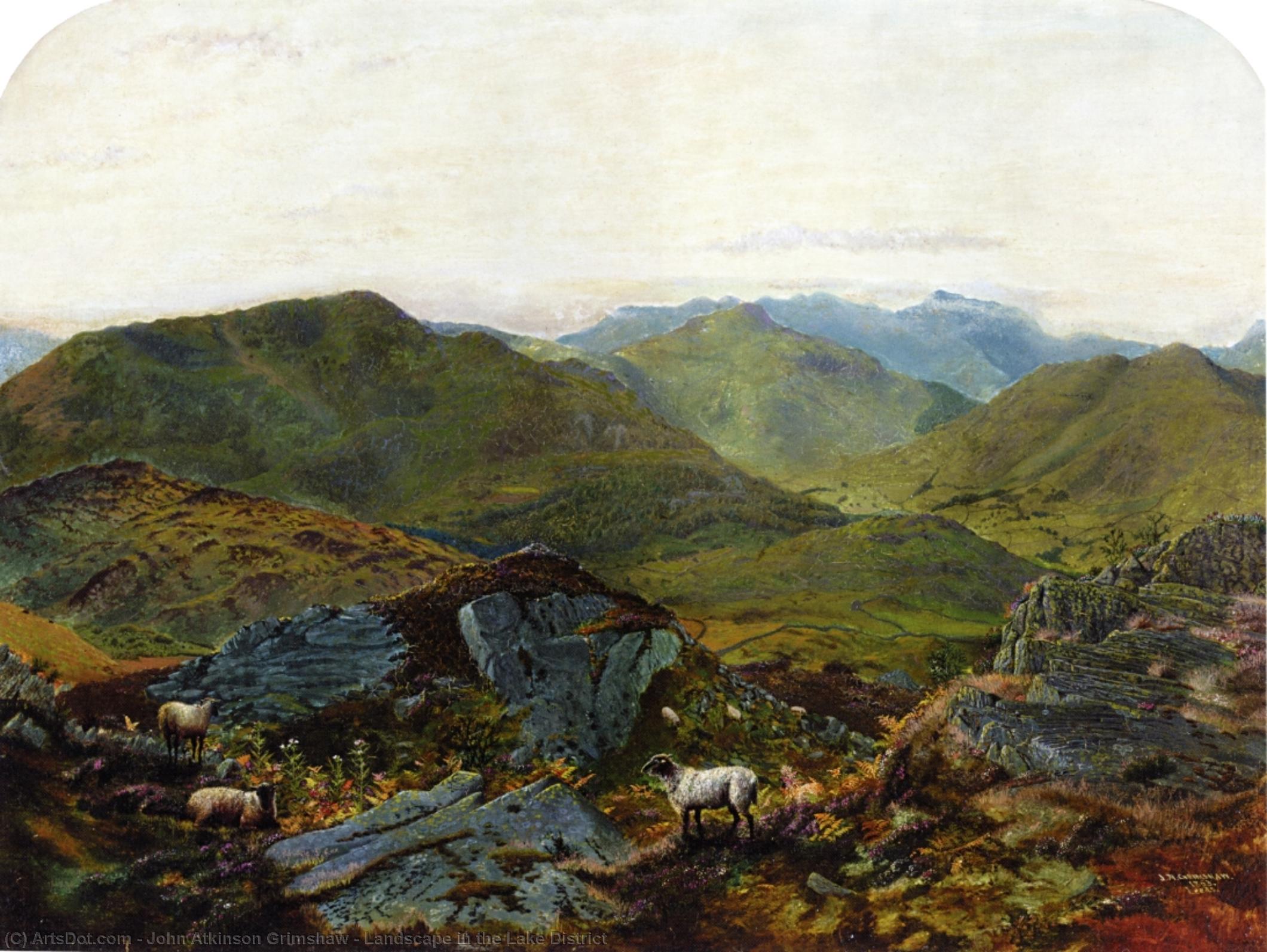 WikiOO.org - Encyclopedia of Fine Arts - Maleri, Artwork John Atkinson Grimshaw - Landscape in the Lake District