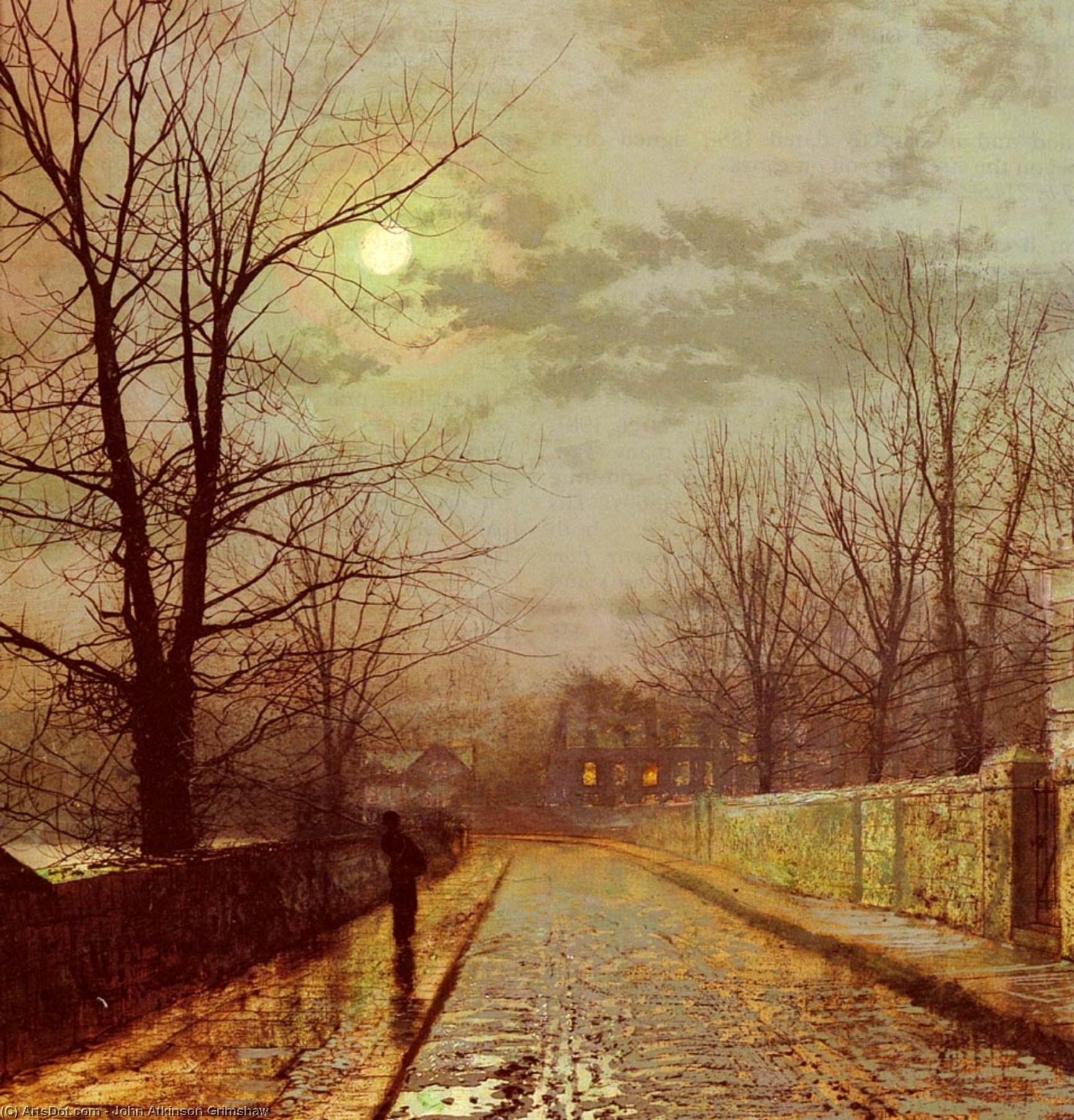 Wikioo.org - The Encyclopedia of Fine Arts - Painting, Artwork by John Atkinson Grimshaw - Lane In Cheshire