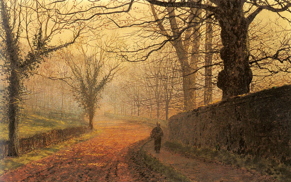 Wikioo.org - The Encyclopedia of Fine Arts - Painting, Artwork by John Atkinson Grimshaw - November Afternoon, Stapleton Park