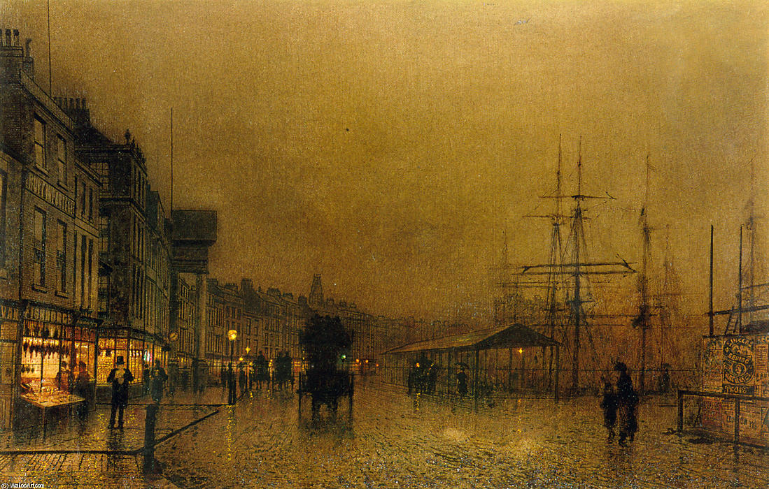 Wikioo.org - The Encyclopedia of Fine Arts - Painting, Artwork by John Atkinson Grimshaw - Salthouse Dock, Liverpool