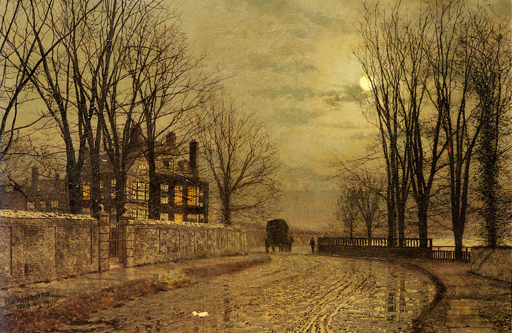 Wikioo.org - The Encyclopedia of Fine Arts - Painting, Artwork by John Atkinson Grimshaw - The Turn of the Road